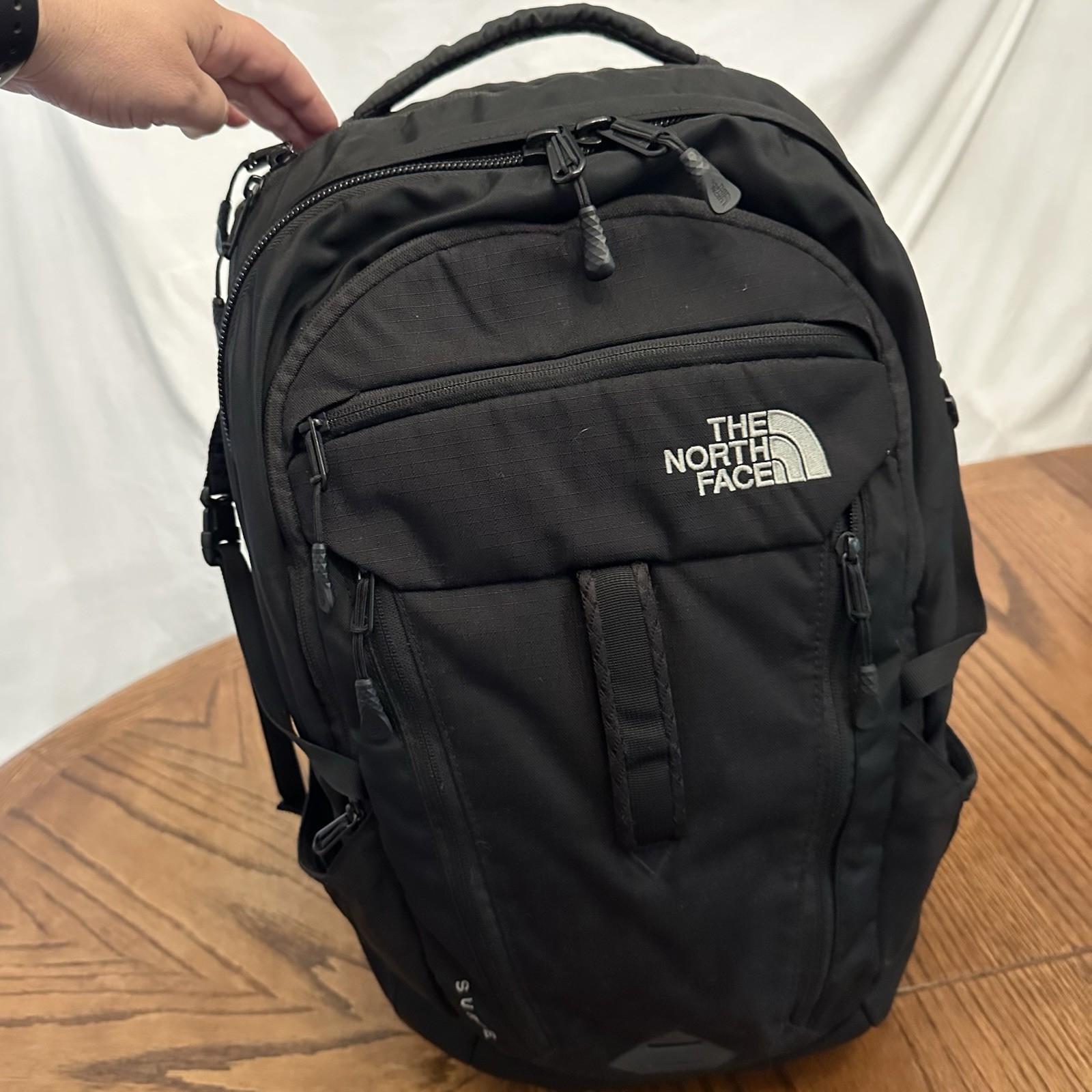 The North Face Surge Backpack Black FlexVent Laptop Travel School Bag Clamshell