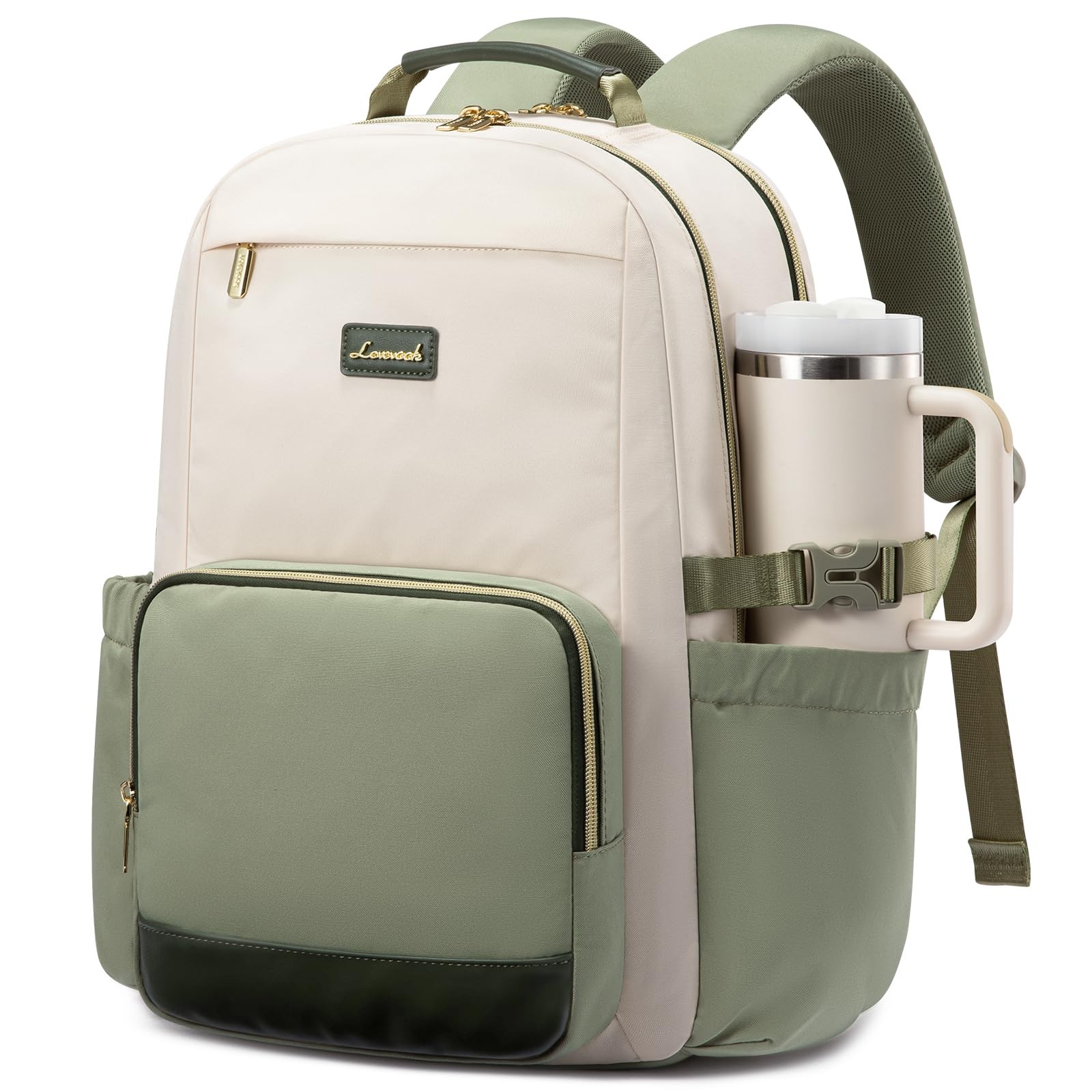 17 Inch Laptop Backpack Women Travel Purse White~Bean Green~Dark Olive Green