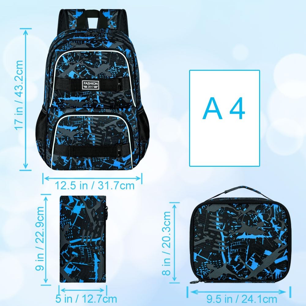 17 Inches Backpack for Boys Men, 3Pcs College Laptop Backpacks with Lunch Bag…