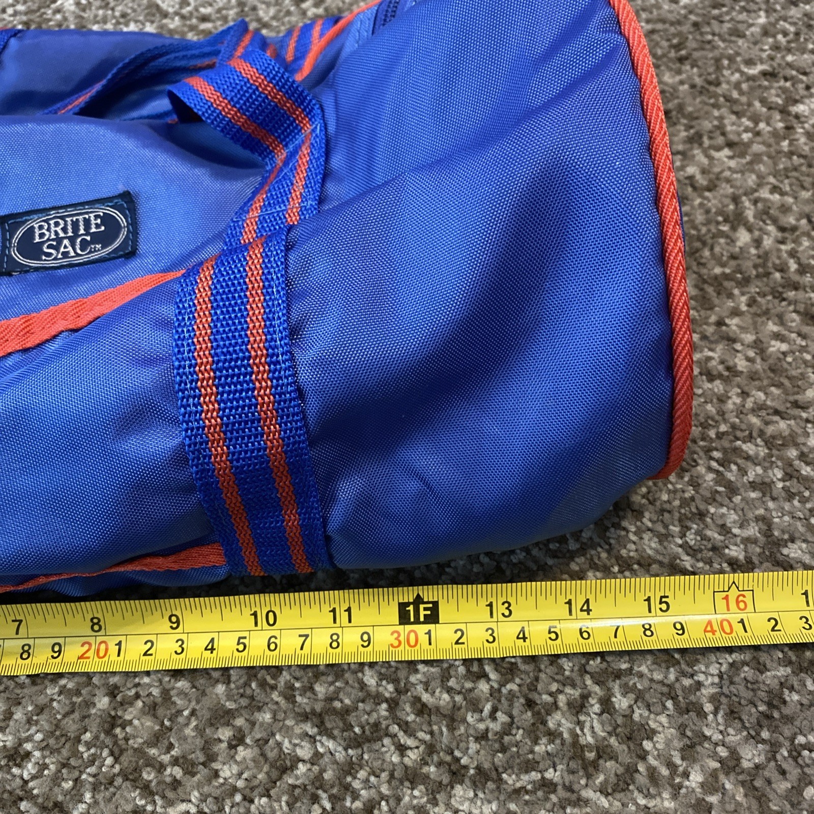 Vintage 70s 80s BRITE SAC Blue Red Small Duffle Gear Bag RARE BRAND 14″