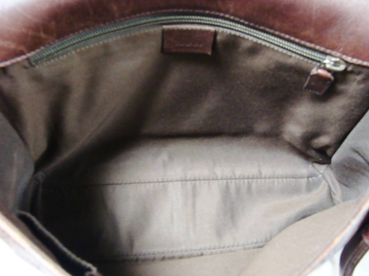 Gucci Guccissima Brown Shoulder Messenger Bag Leather Flap Used