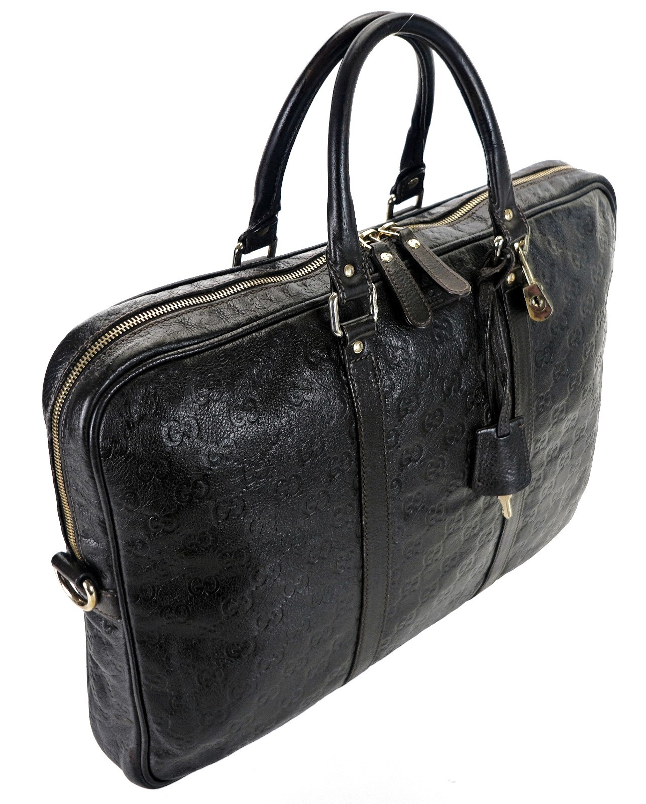 Authentic GUCCI Guccissima GG Leather Laptop Briefcase Business Bag Italy Unisex