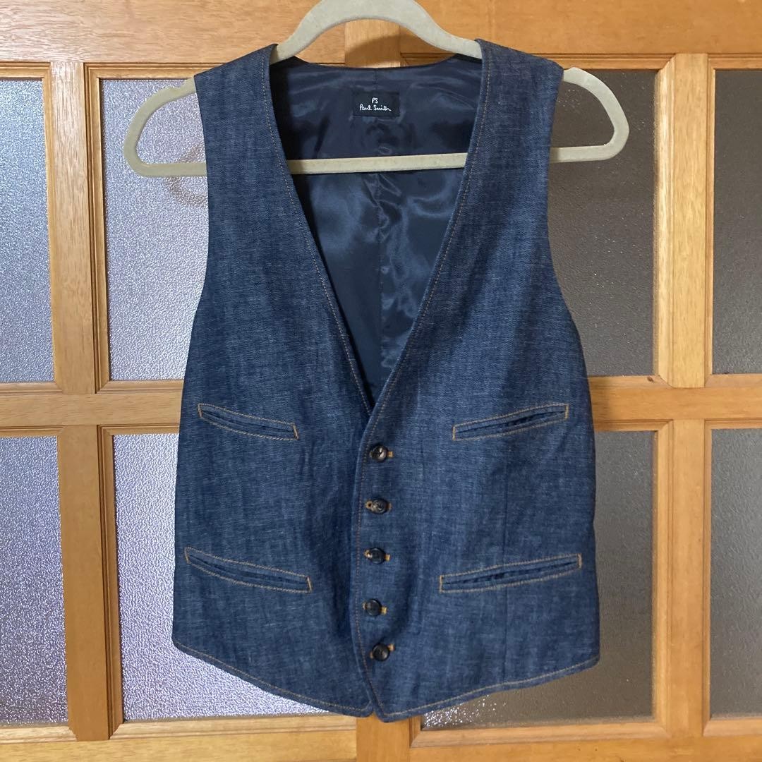 Paul Smith Denim Vest Coin Pattern Back Belt