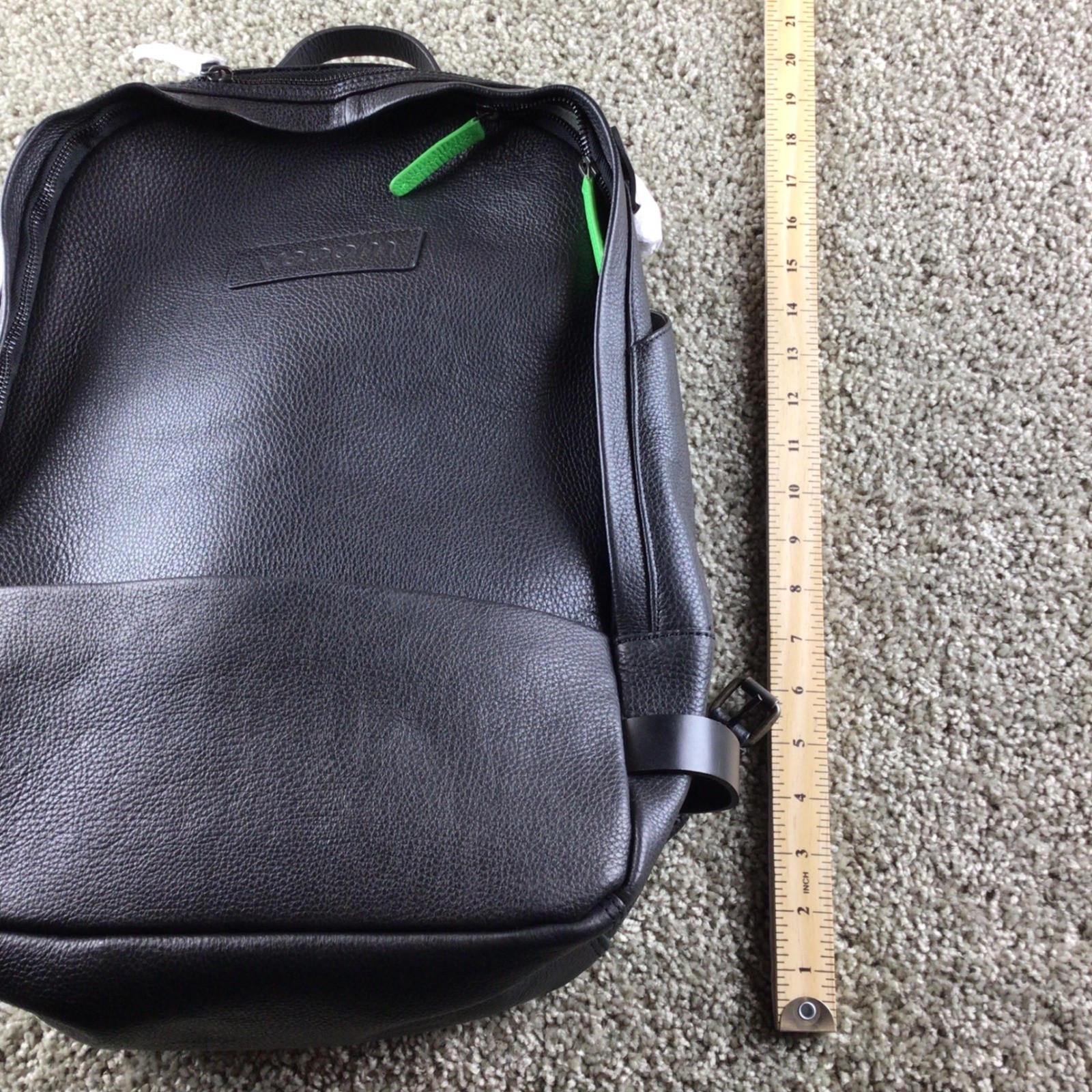 Outback Black Leather Backpack Veeam Adjustable Straps Travel Work School NWT