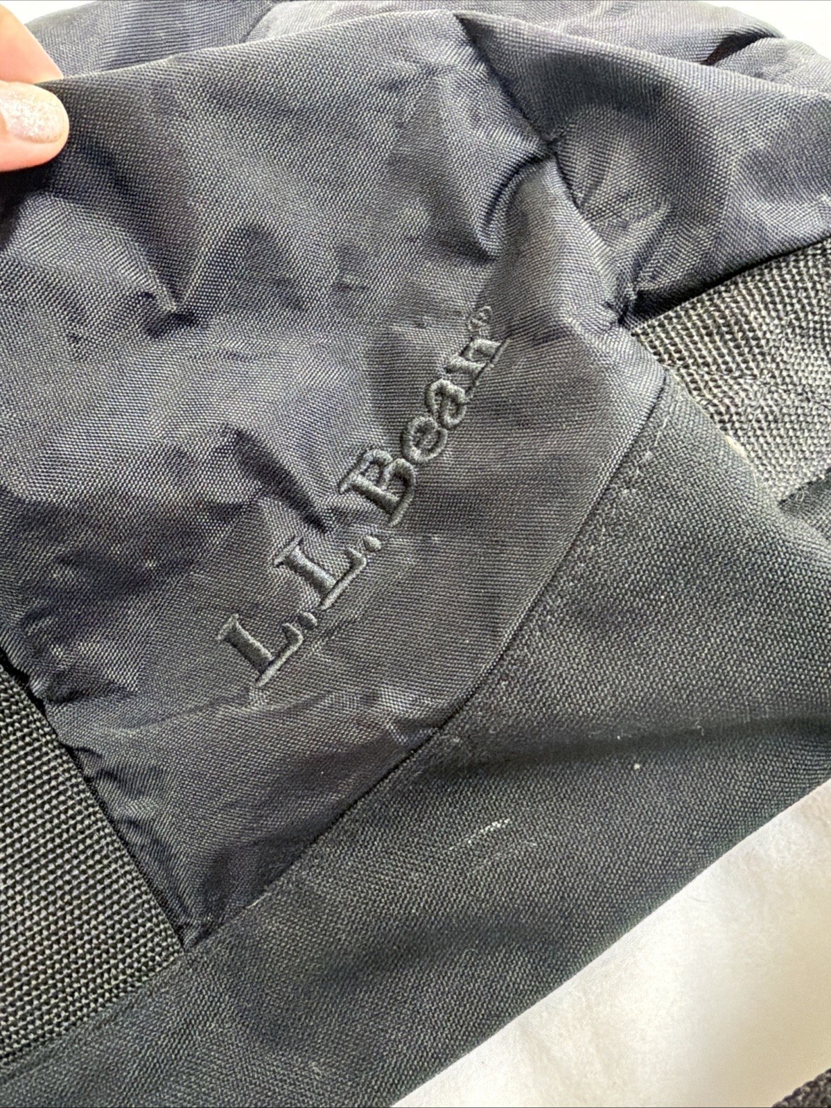LL Bean Black Duffle Bag With Shoulder Strap Large 33x18x11