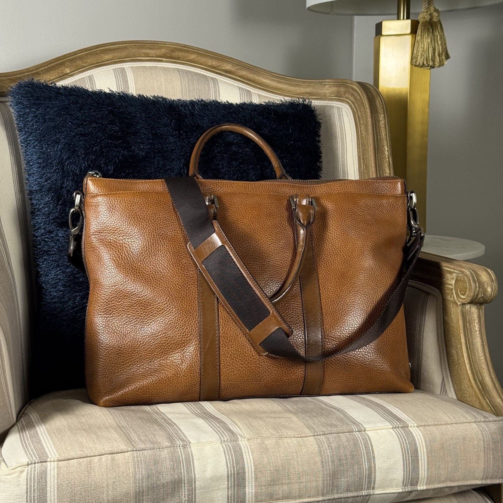 Brahmin Beckett Briefcase Miele Avalon Leather Laptop Bag 17x12x4.5