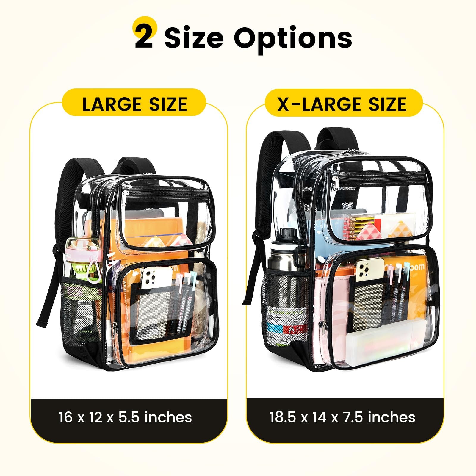 Clear Backpack Heavy Duty – Large See Through Bookbag for Girls Boys, Transpa…