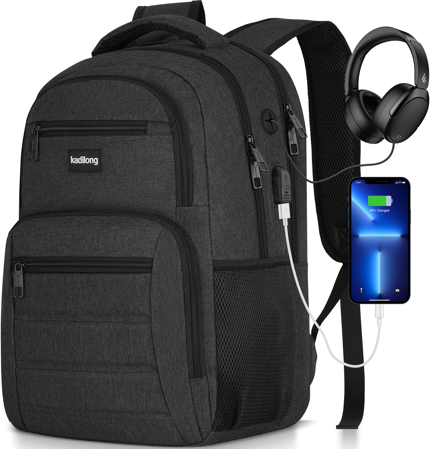 Laptop Backpack with USB Charger for Men and Women, Anti-Theft Design