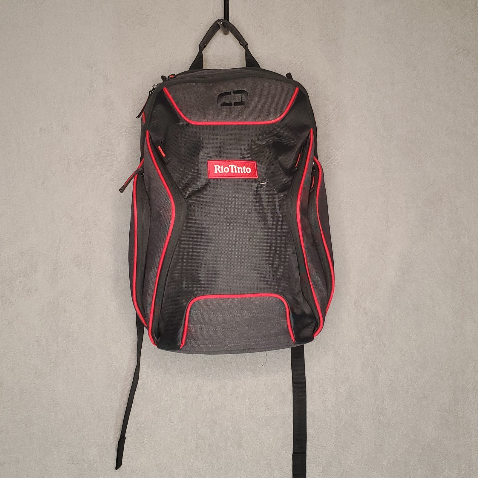 OGIO Hatch Laptop Backpack Black Red Rio Tinto Mining Logo 18.5x12x8 Travel Bag