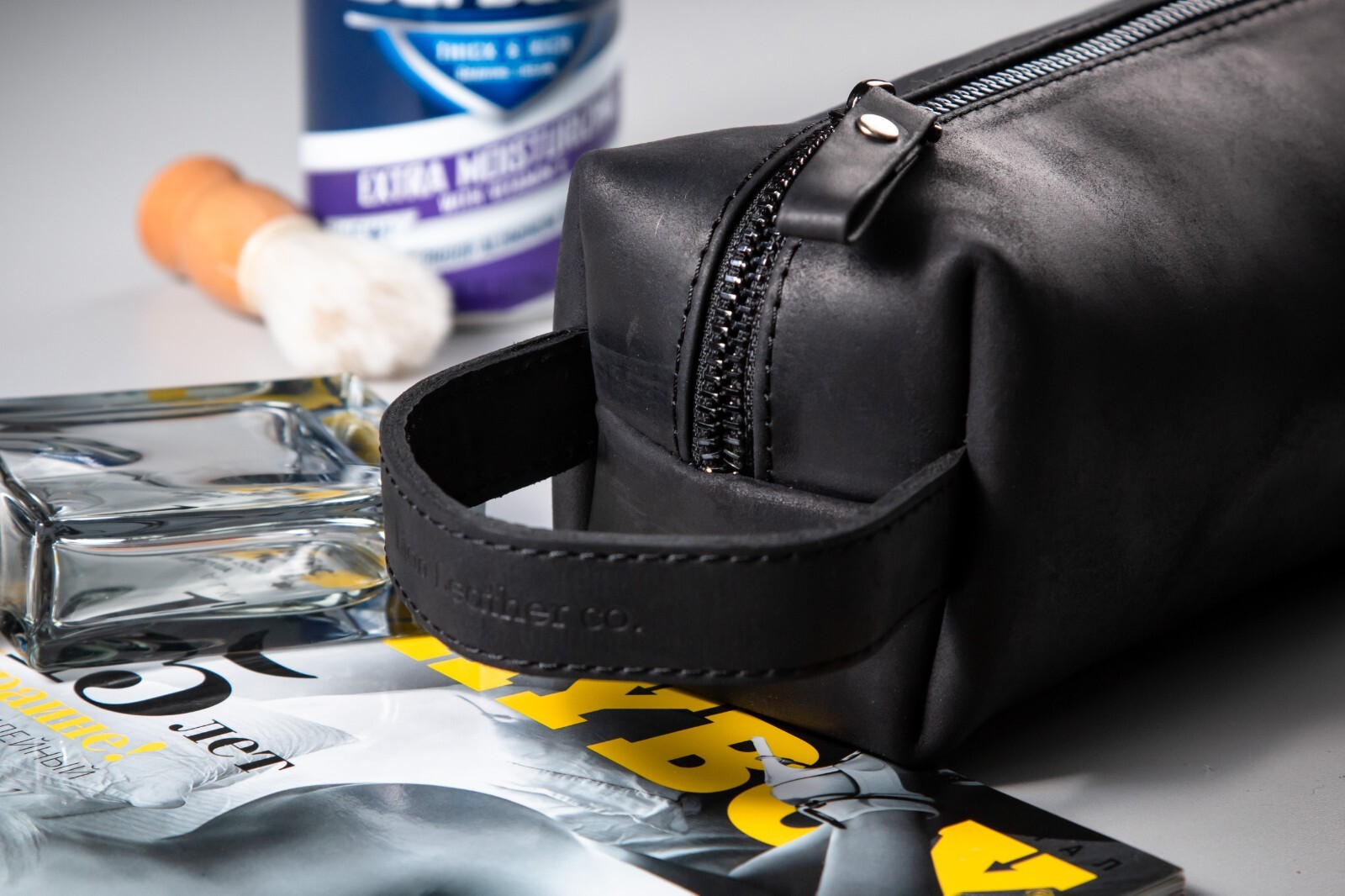 Personalized Genuine Leather Toiletry Bag For Men Dopp Kits For Him Wash Bag