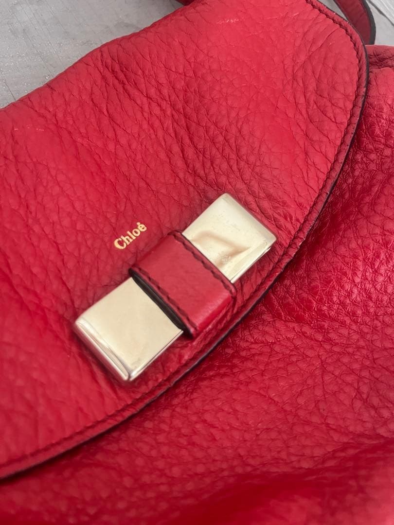 Chloe Lily Leather Bow Shoulder Bag Clutch Red CH0626064