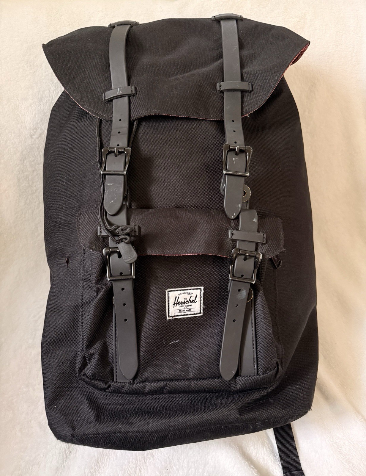 Herschel Little America Backpack Black Lined Large Compartment Magnet Straps