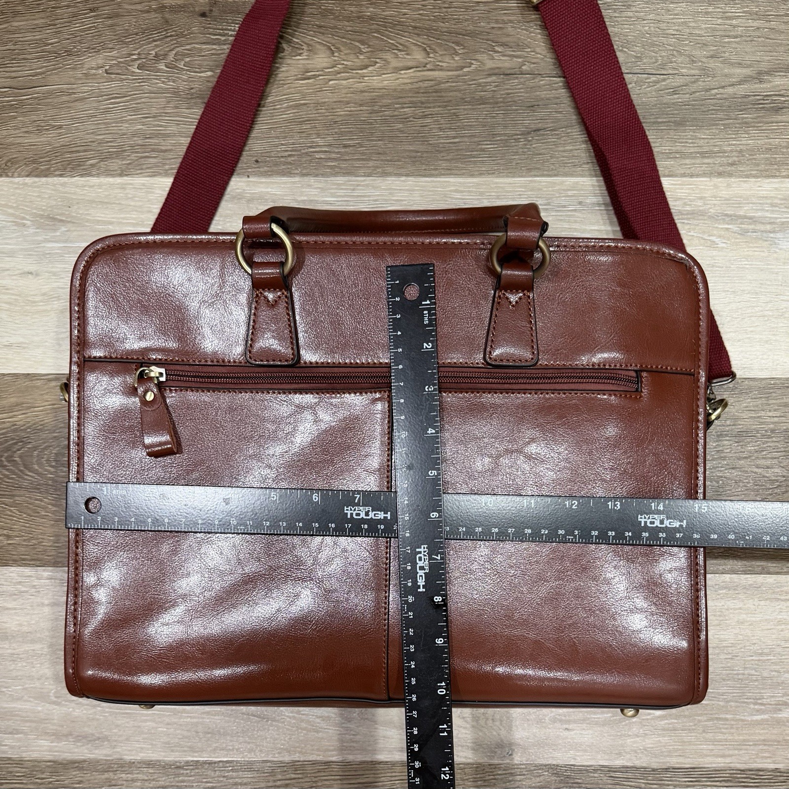 New Kattee Leather Briefcase Large 15”x11” Laptop Tote Bag Adj Strap Dbl Handles