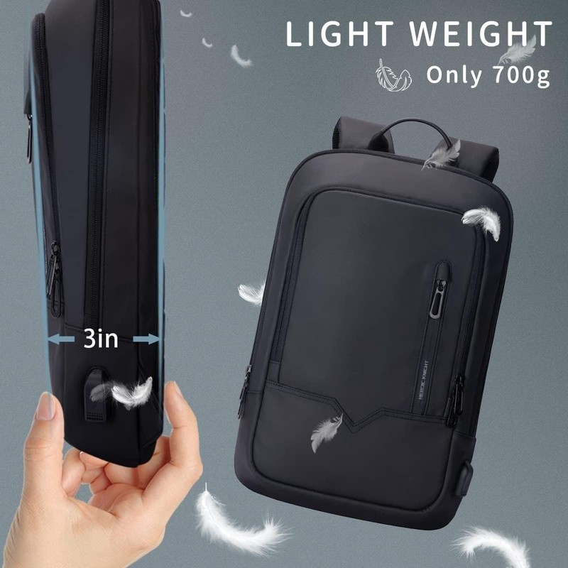 Laptop Backpack USB Charging Port Multiple Compartments Travel Bag Men