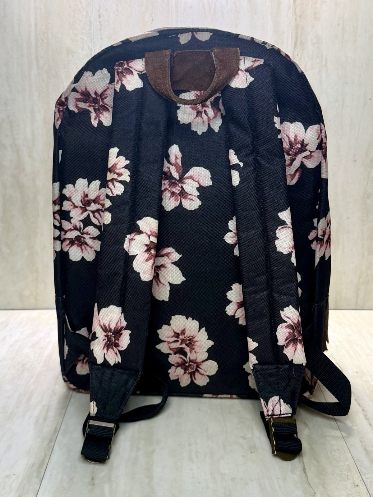 OBEY Clothing Outsider Backpack Black Pink Floral School Bookbag Canvas Daypack