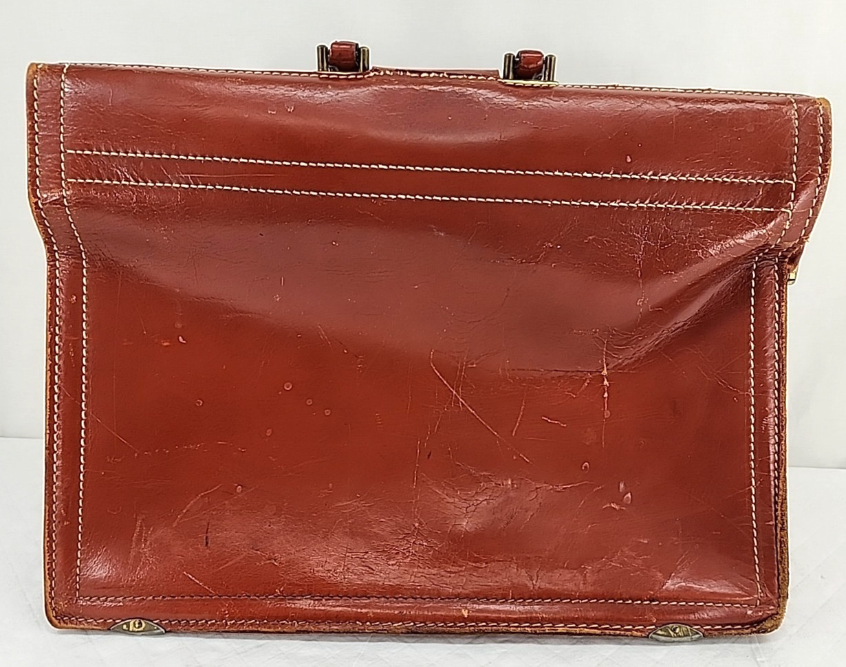 Rexbilt Split Cowhide Briefcase Bag Stay-Open Frame 17 “x 13” Leather Vintage