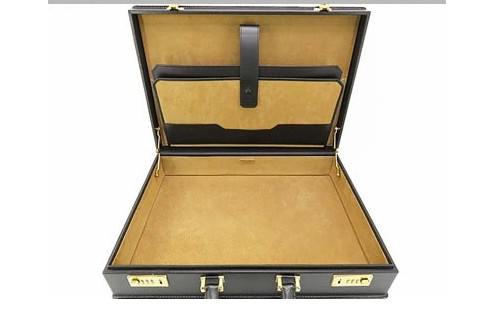 BOTTEGA VENETA Marco Polo Attaché Case 17.7″x12.4″x3.9″ Black Leather Italy