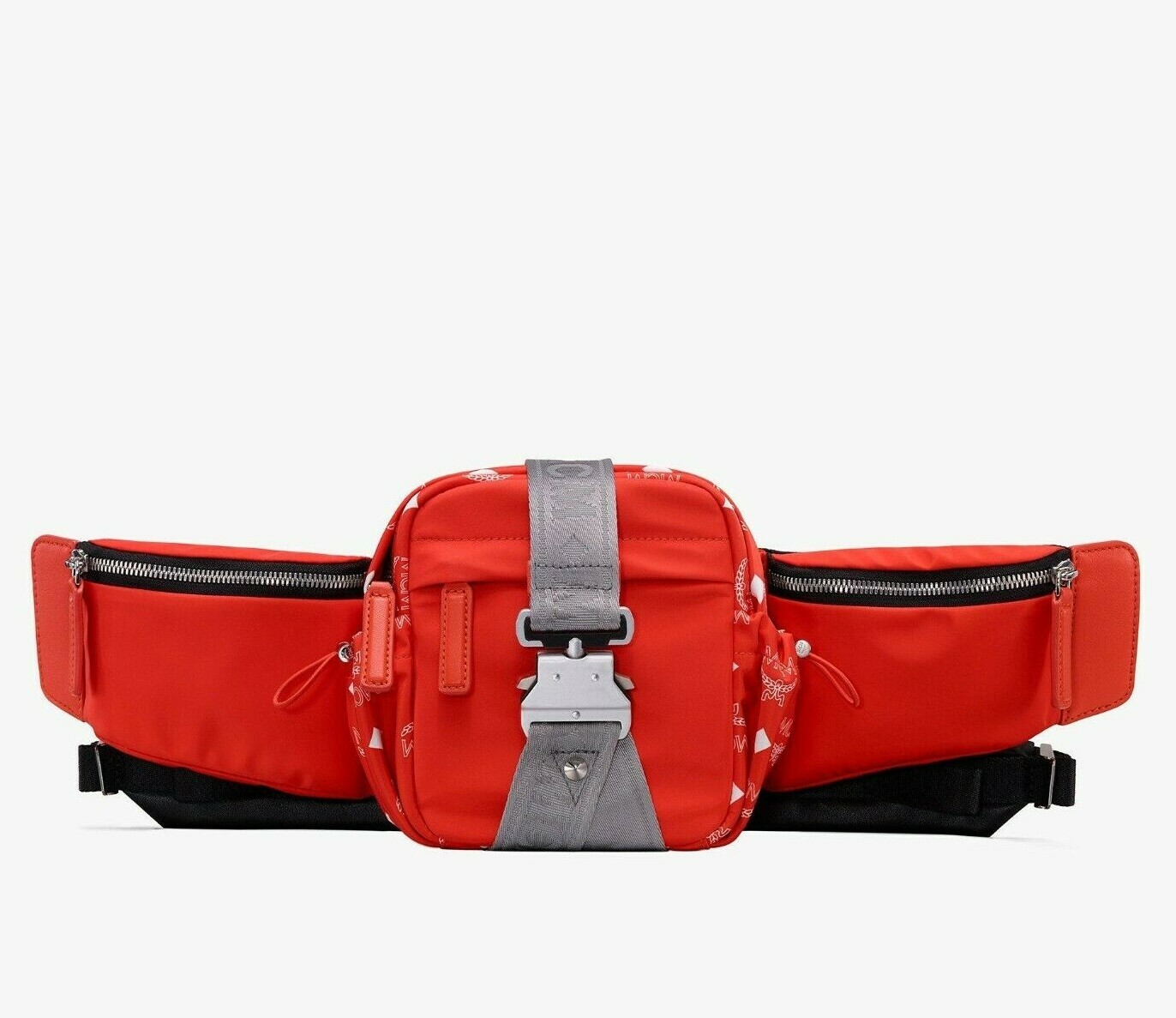 $525 New MCM Orange Flame Nylon Jemison Crossbody 2 in 1 Bag MUR9AJV05O1001