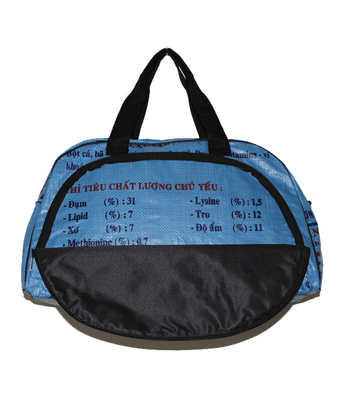 Fair Trade Upcycled Fish Feed Deluxe Cabin Size Travel Bag made in Cambodia