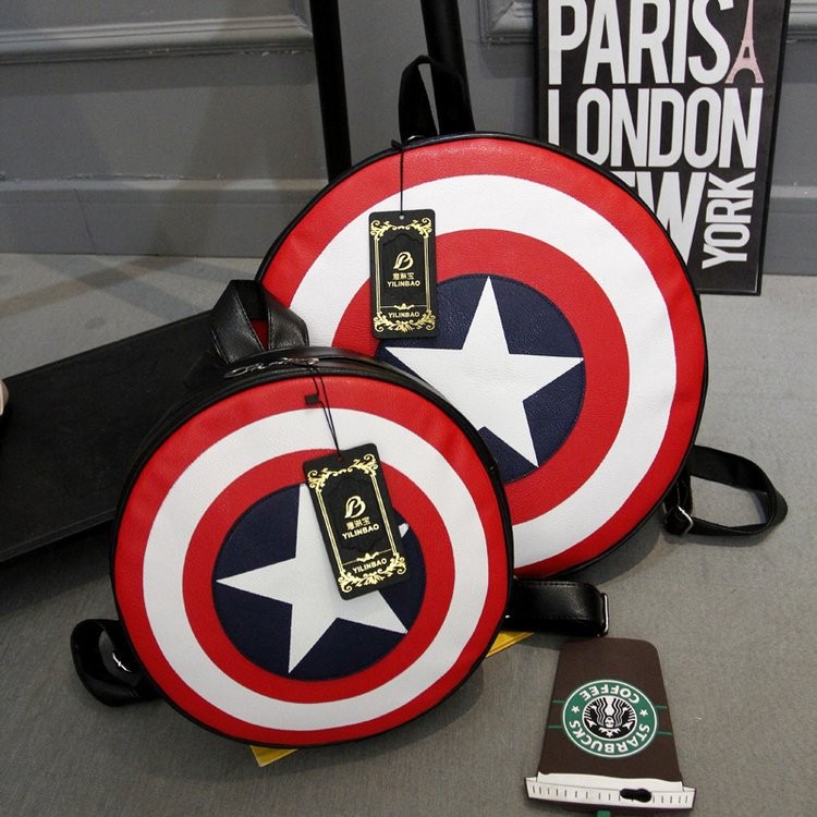 Avengers Captain America Shield Children Backpack Schoolbag Shoulder Bag Gifts