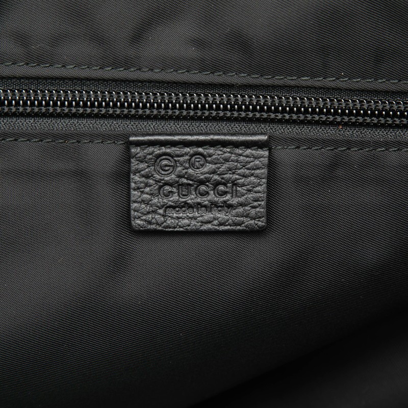 Gucci Web Sherry Line Duffle Bag 282511 Black Gray Brown Leather Used