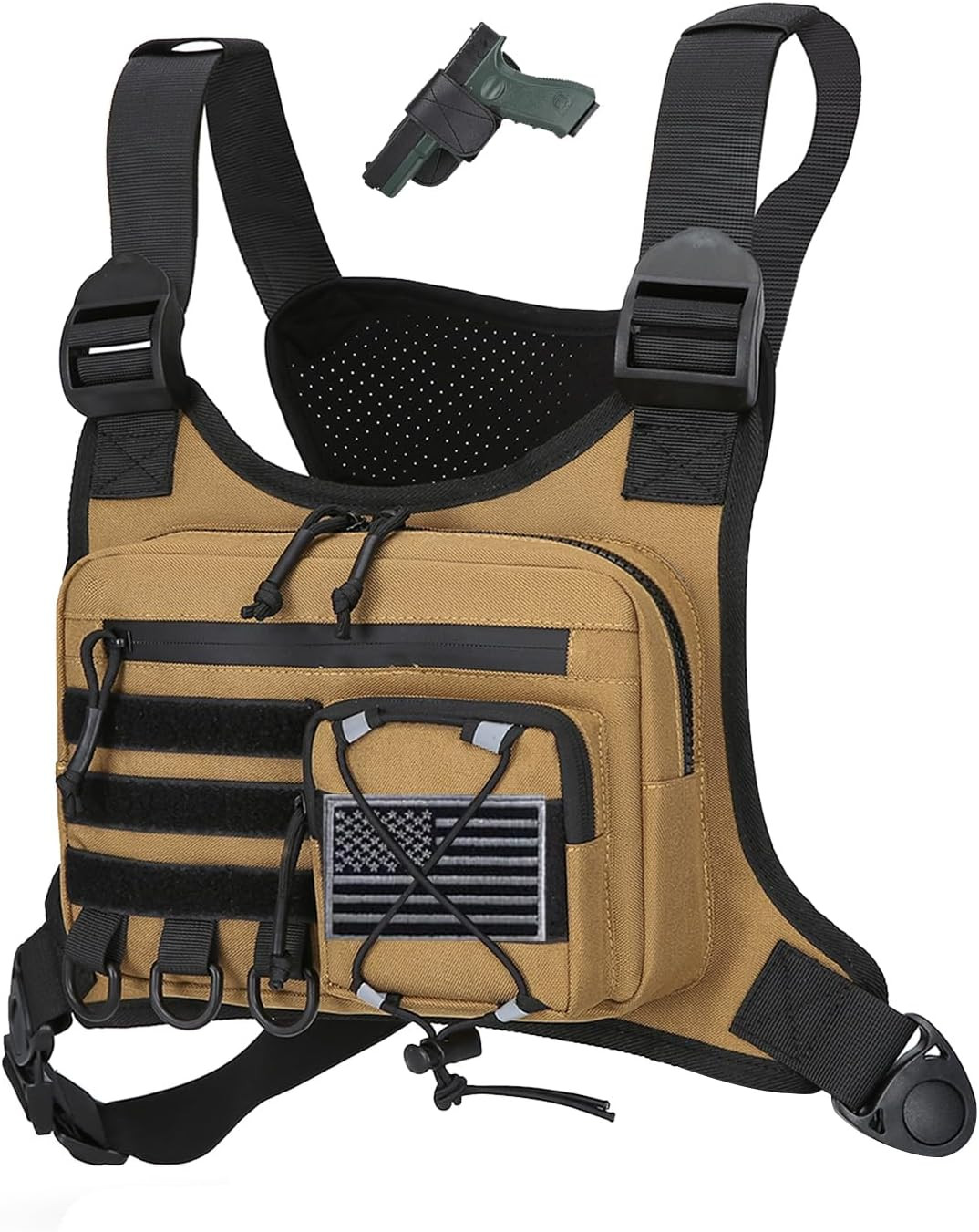 Outdoor Sports Chest Bag for Men, Chest Vest Holster Fits Most Pistols, EDC Trav