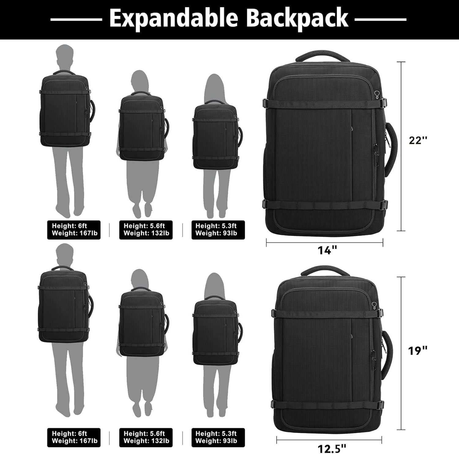Ample Space Travel Backpack with LifetimeWarranty,Expandable Carry on Backpac…