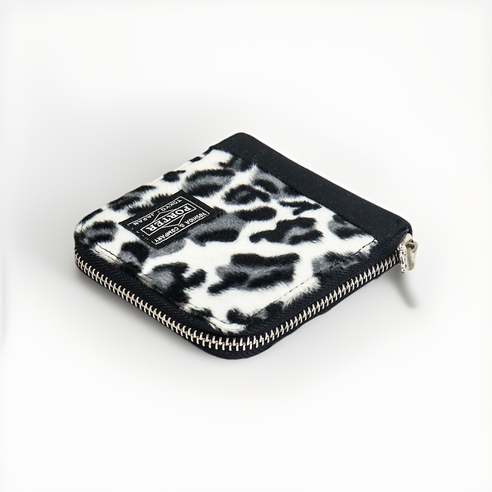 Brand New Head Porter Leopard Print Zip Around Wallet Black/White Made in Japan