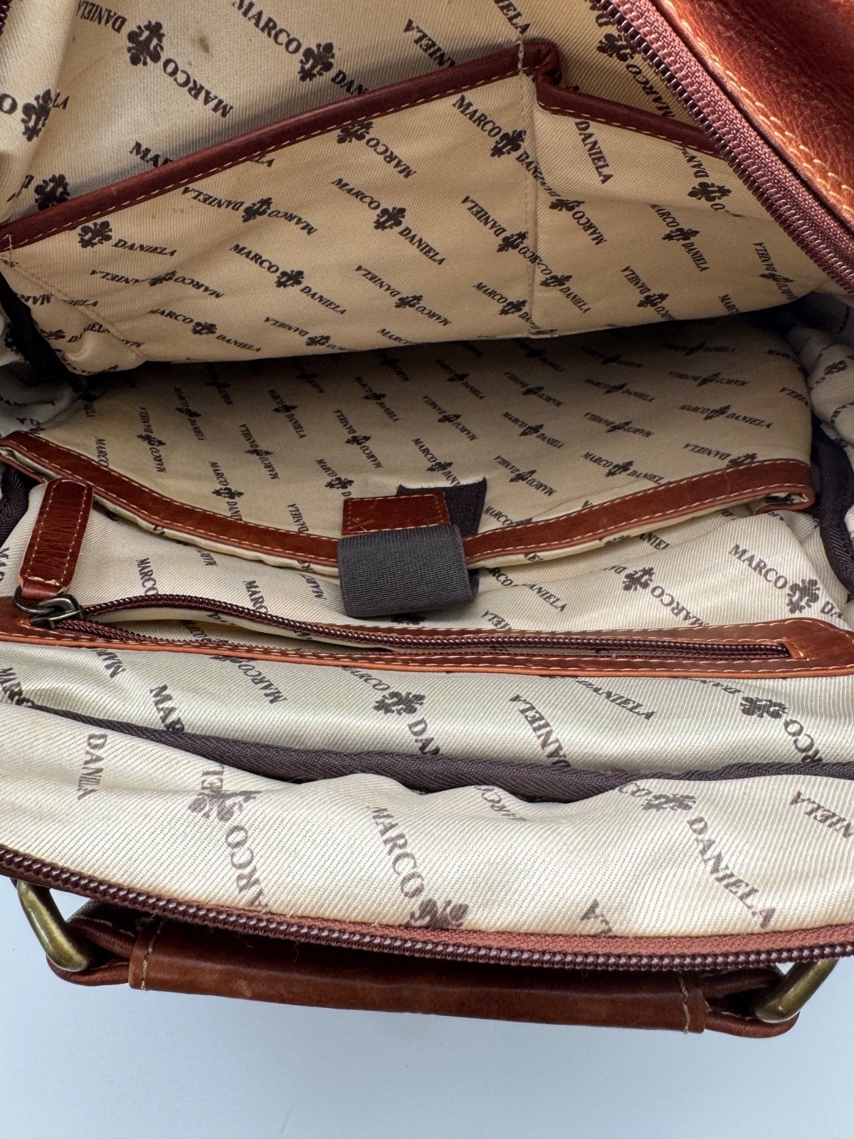 Marco Daniela distressed brown genuine leather backpack / laptop bag