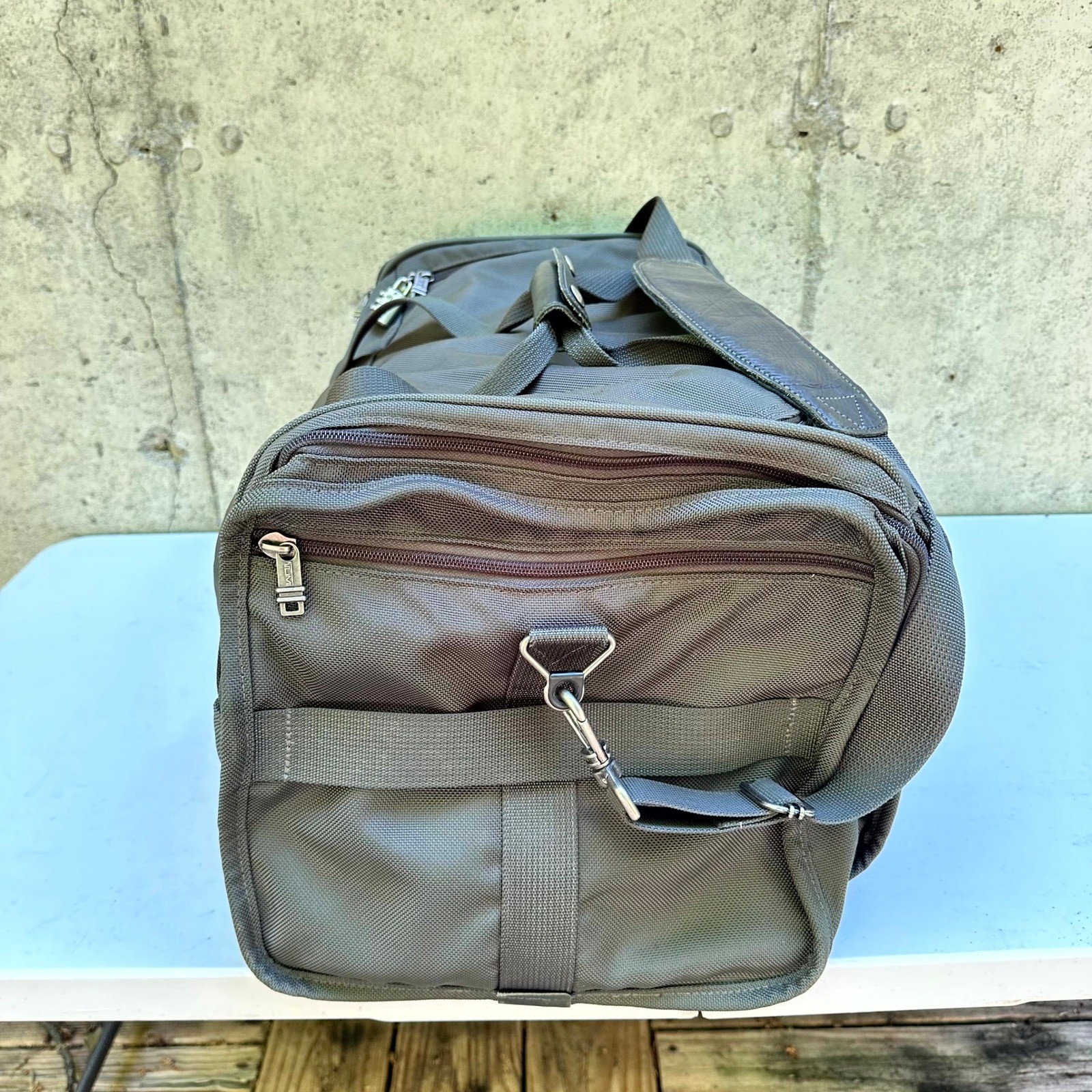 Tumi Large Duffel Bag Alpha Ballistic Nylon Green Travel Weekender Monogrammed
