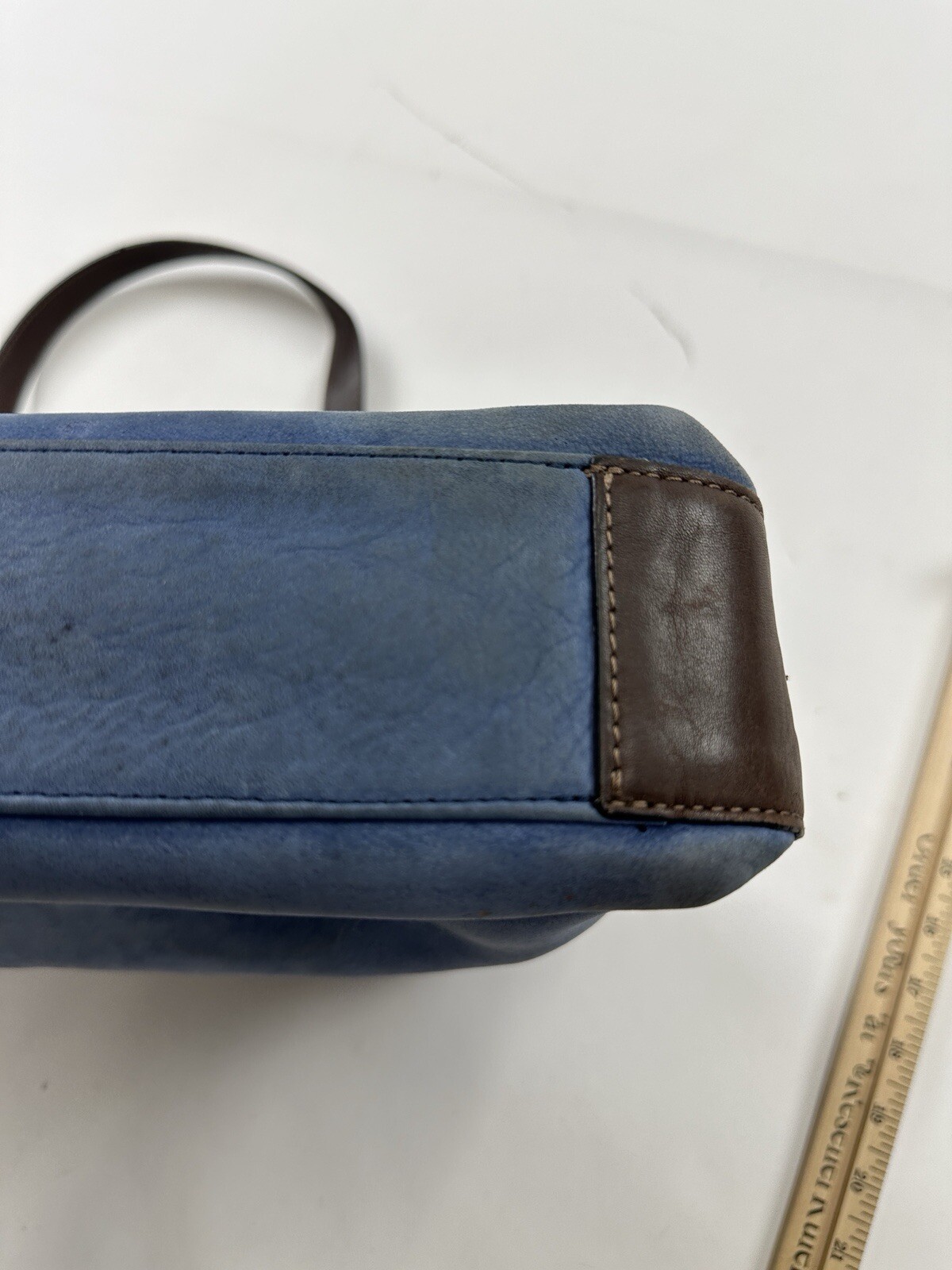 Jack Georges Briefcase Laptop Messenger Bag Blue Leather Missing Strap