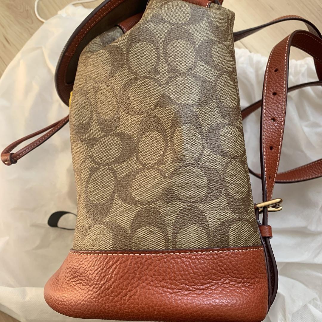 [COACH x PEANUTS] Dempsey Drawstring Backpack CE853, Signature Canvas, Patch