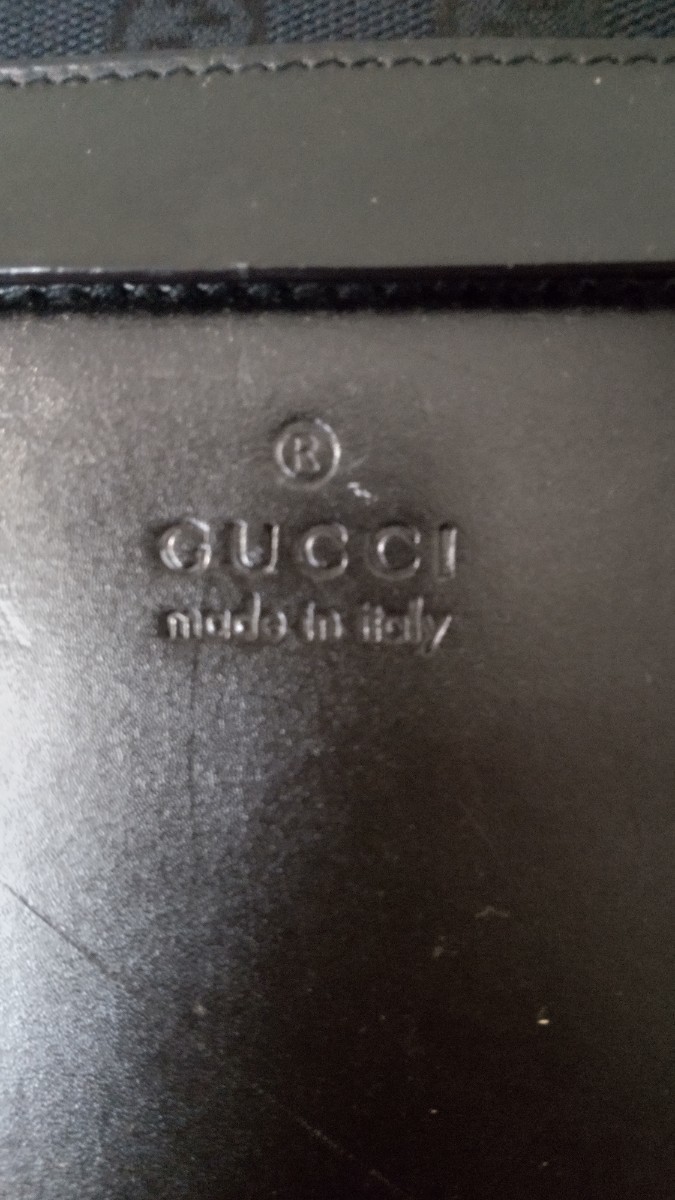GUCCI Men’s tote bag Black leather canvas Authentic Luxury Designer 37×27×14cm