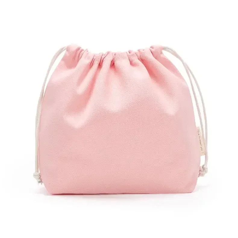 Cotton linen Drawstring Makeup Storage Bag Portable Structured Canvas Pouch Deli
