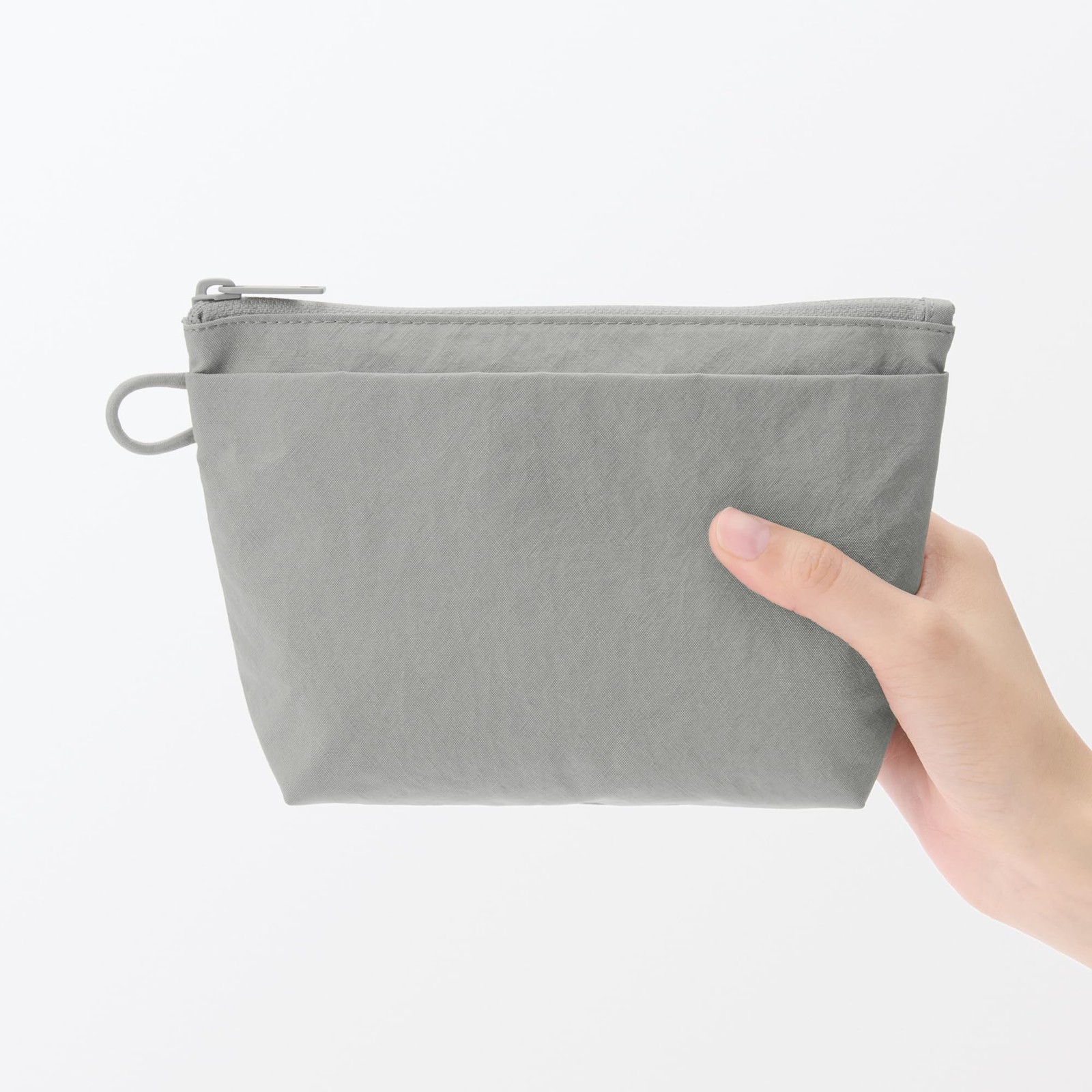 Wrinkle nylon gusseted pouch, gray, M, approx. 21 x 13.5 x 6 cm, 84475689
