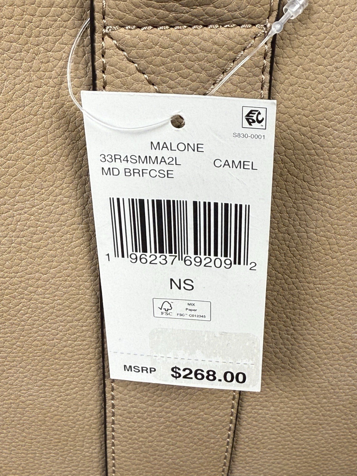 Michael Kors Malone Camel Pebbled Leather Briefcase Laptop Bag NWT $268 MSRP