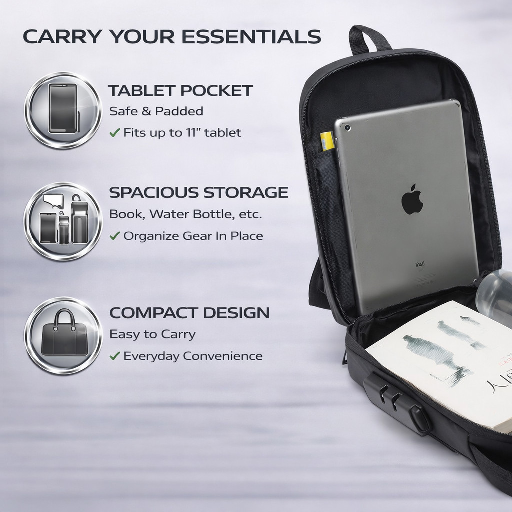 Premium Anti-Theft Sling Backpack with USB Charging Port – Waterproof Oxford –
