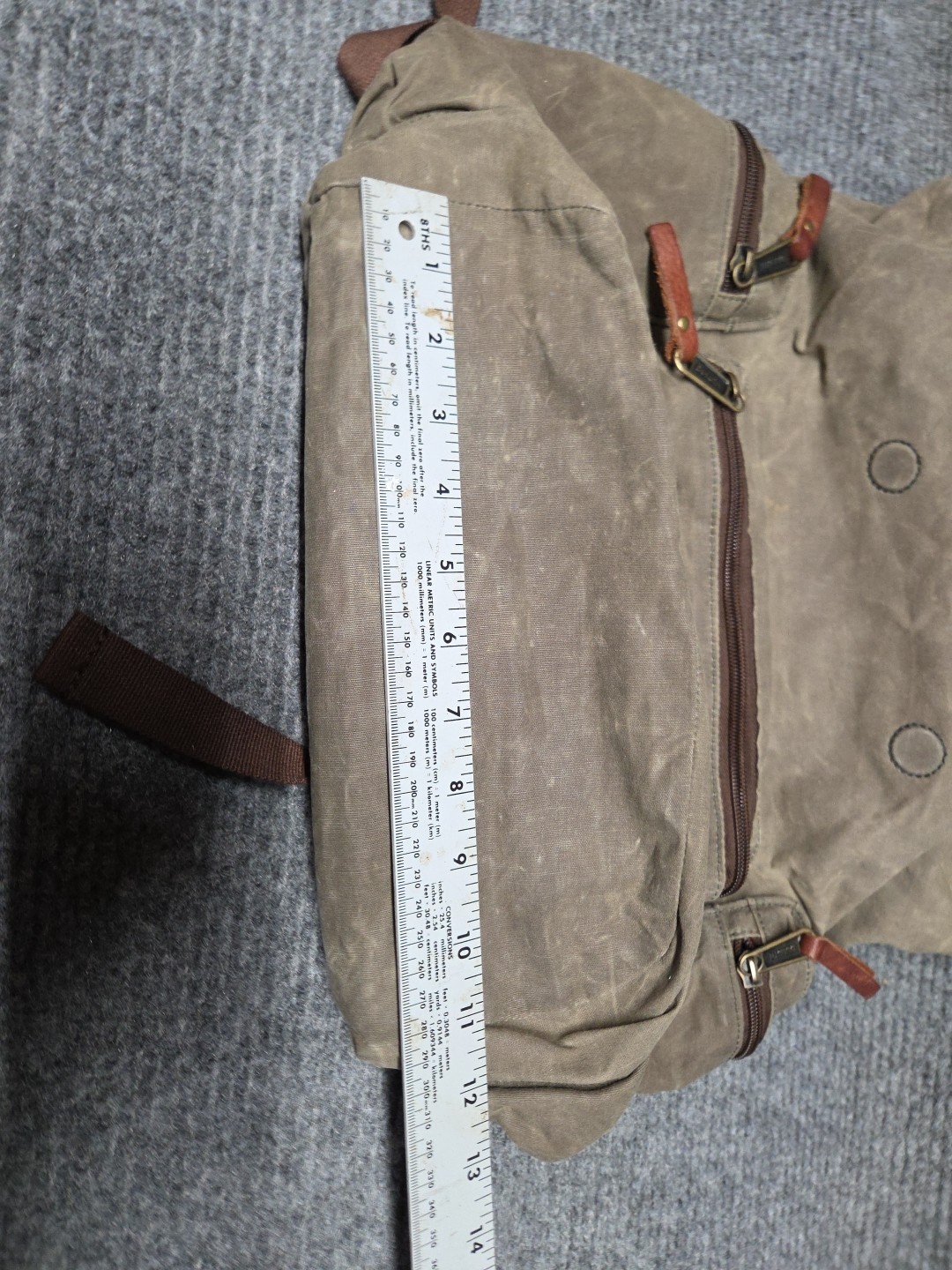 Duluth Trading Co Backpack Satchel Brown Oil Cloth Hiking Duffle Bag
