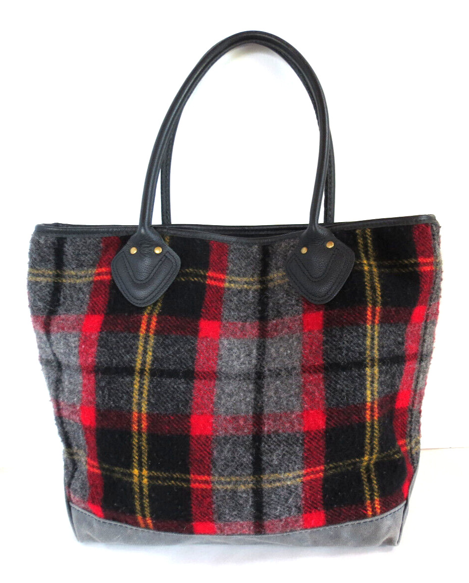 RARE – Vintage Woolrich Wool LL Bean Boat & Tote Bag with Leather Handles