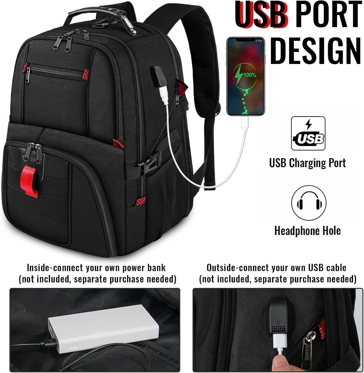 Women Men Water Resistant 17 Inch Laptop Bag Computer Travel Business Backpacks