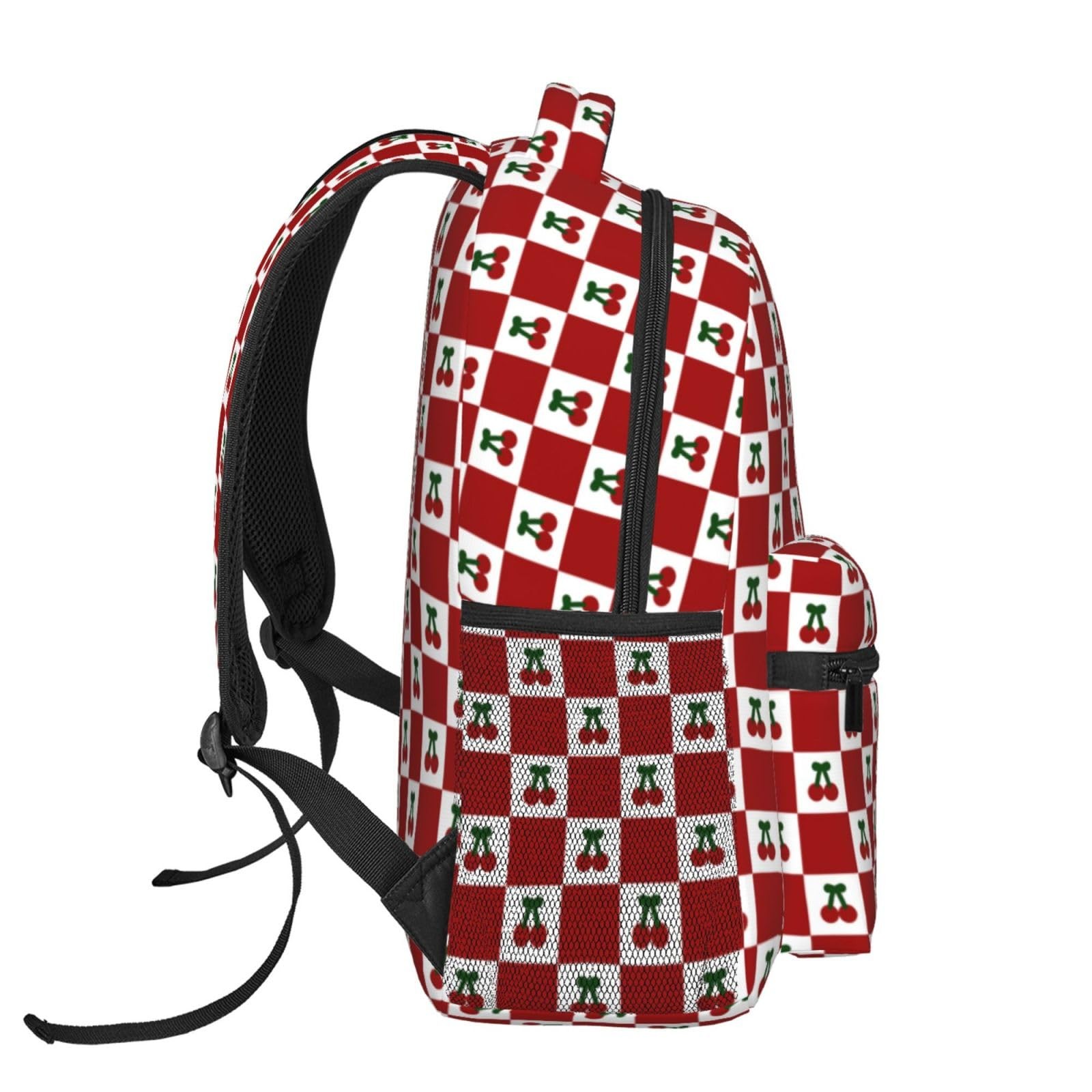 Red Checkered Cherry Coquette Backpack For Women 11.4×7.8×15.7 Inch Daypack