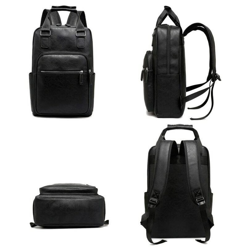 Mens Backpack Leather Laptop Bag Business Working School Bag