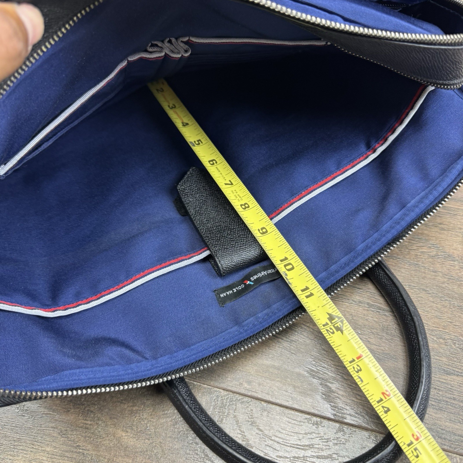 American Airlines x Cole Haan Brief Bag Black Pebbled Leather Laptop Case-READ