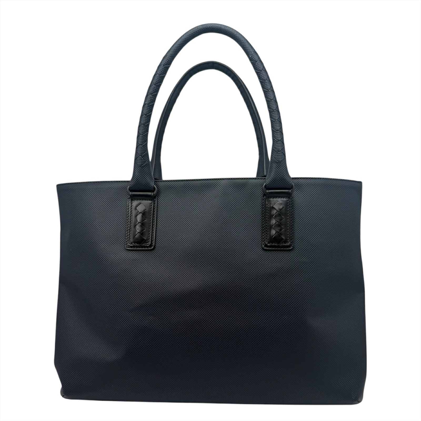 Bottega Veneta Tote Bag Document Business Black Navy PVC Leather