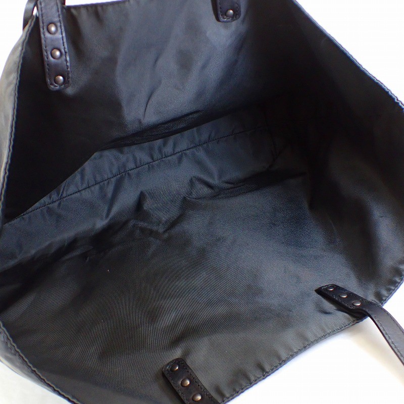 Bottega Veneta Treccio Mirage Nylon Tote Bag Handle Leather Black