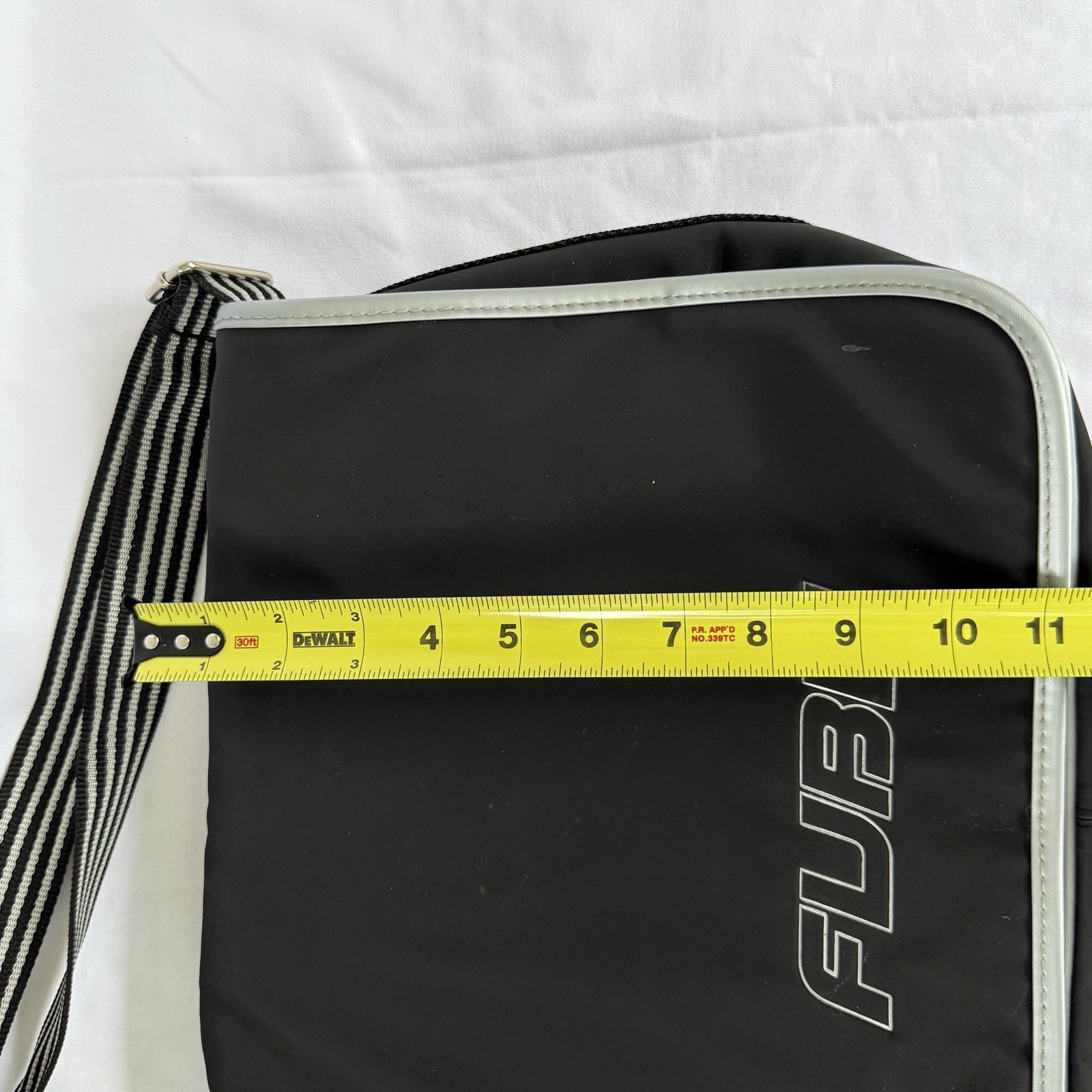 FUBU Early 2000s Crossbody Bag Black Silver Y2K Shoulder Laptop Book School Bag