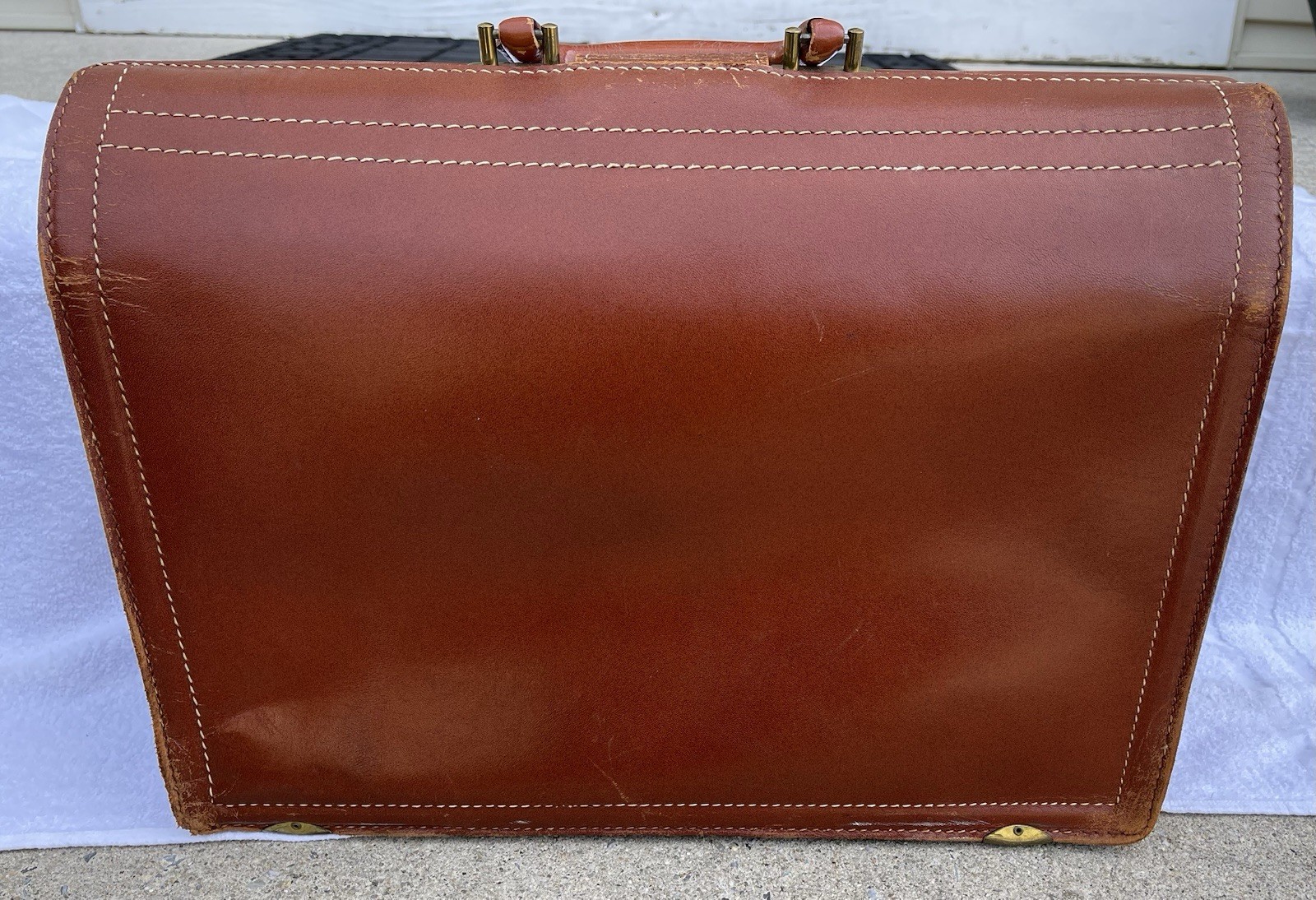 Rexbilt Briefpak Vintage Brown Top Grain Cowhide Leather Briefcase Men AS-IS