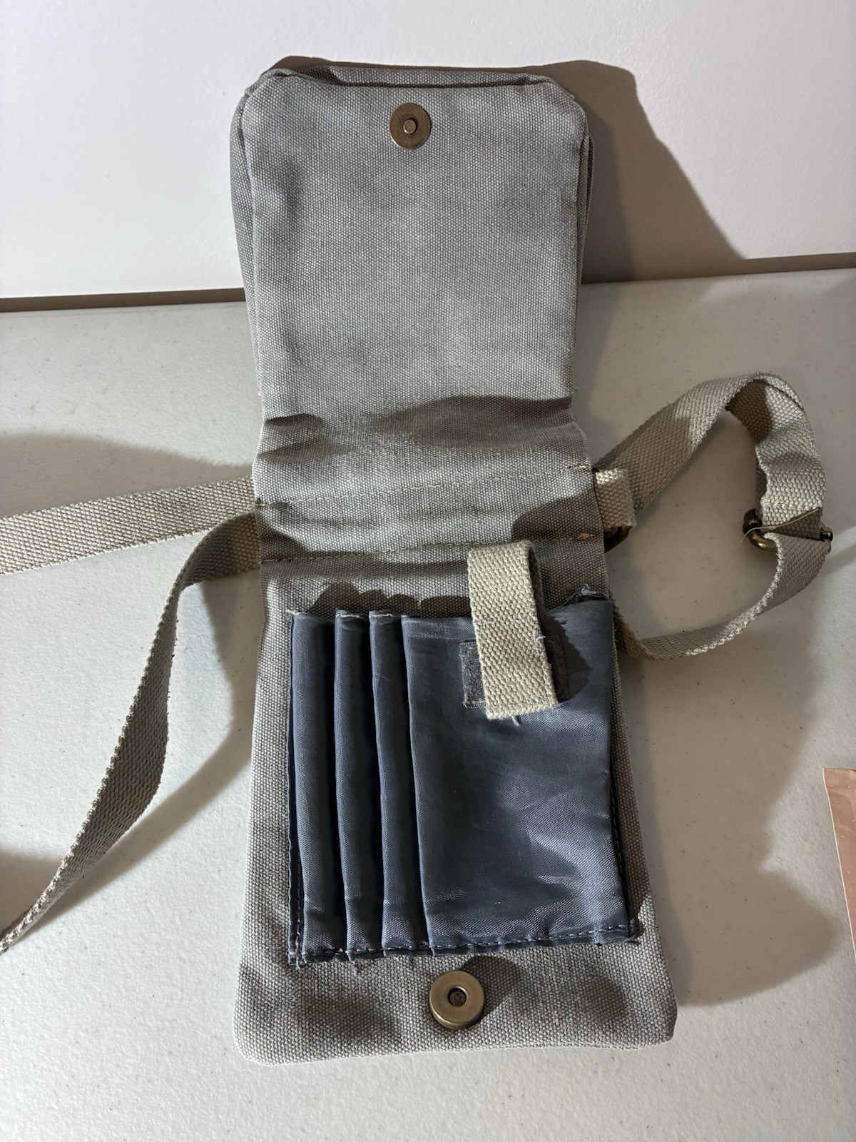 Prairie Schooner Gray Small Crossbody Adjustable Strap Zip Magnetic Outer Pocket