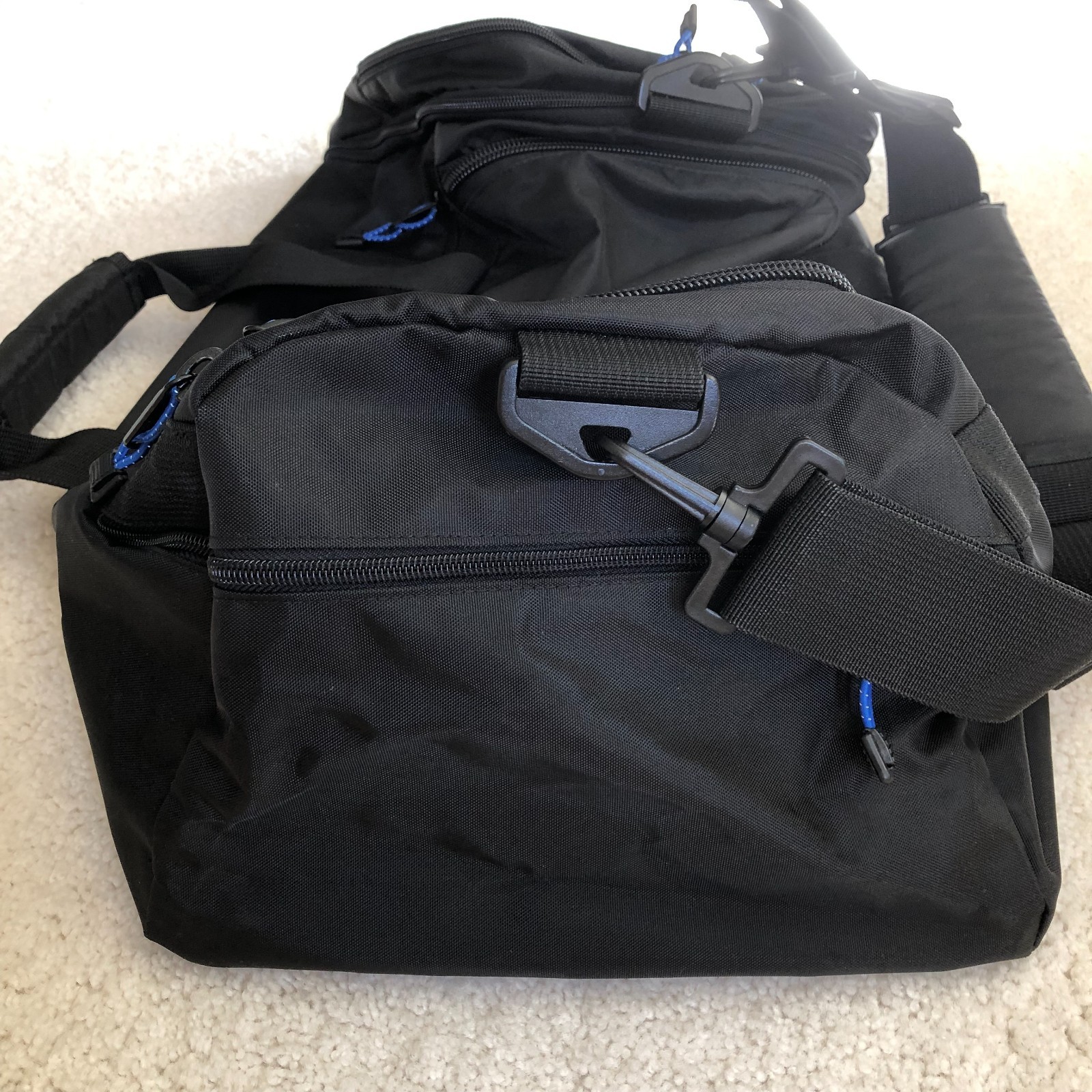 Vintage Gap Duffle Bag Black Nylon Double Handles & Strap