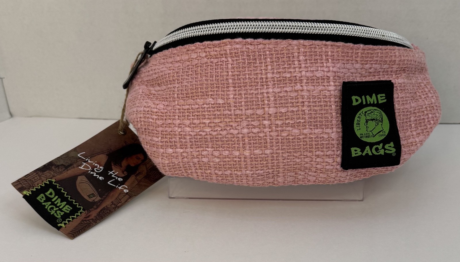 Dime Bags Pink Stash Pack Smell Proof Fanny Pack Hemp Fabric Carbon Lined